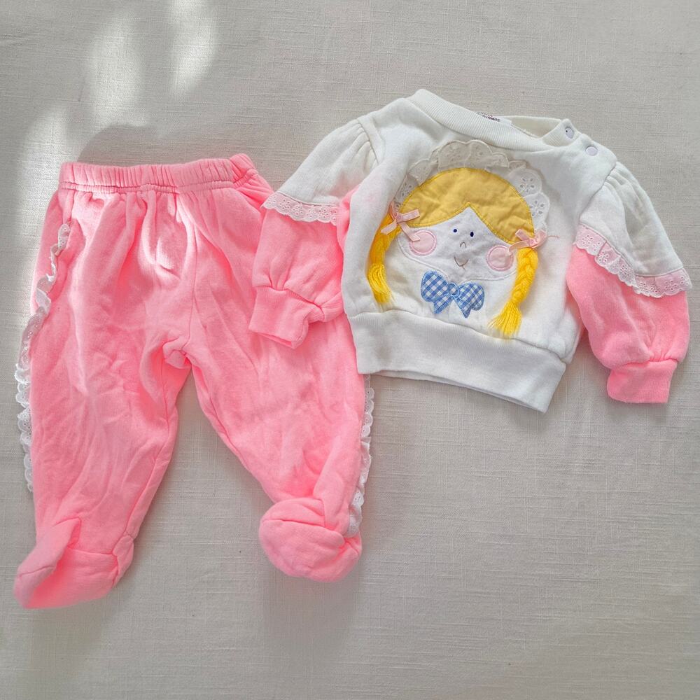 Vintage Girl Pink Matching Set 6 months